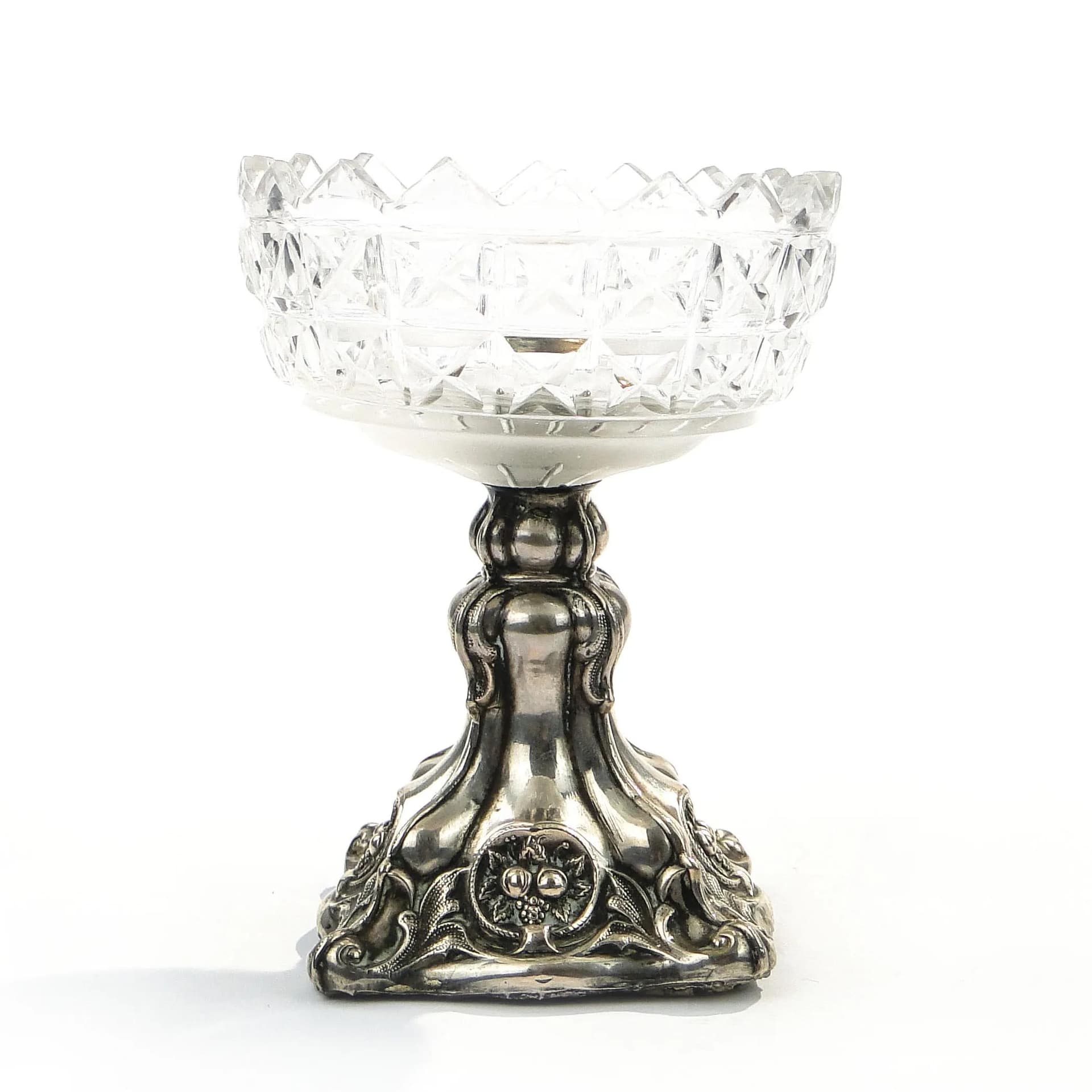 Solniczka biedermeier, srebro, szkło transparent, Austria, XIX wiek - 9208