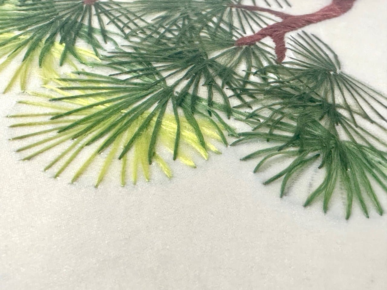 Embroidered artwork, chinoiserie, beige silk, China, 1960s - 151884