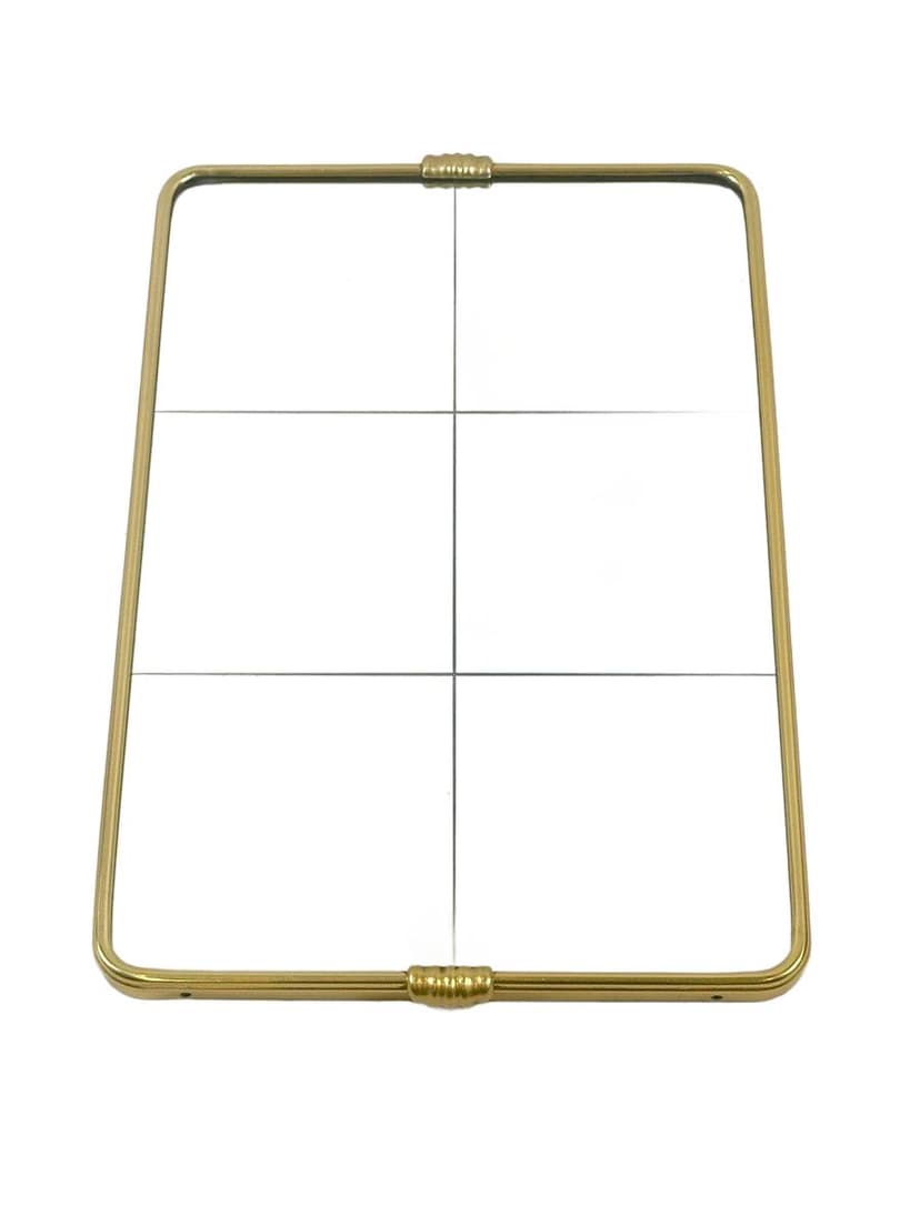 Wall mirror, golden brass, mirrored glass, France, 1950s