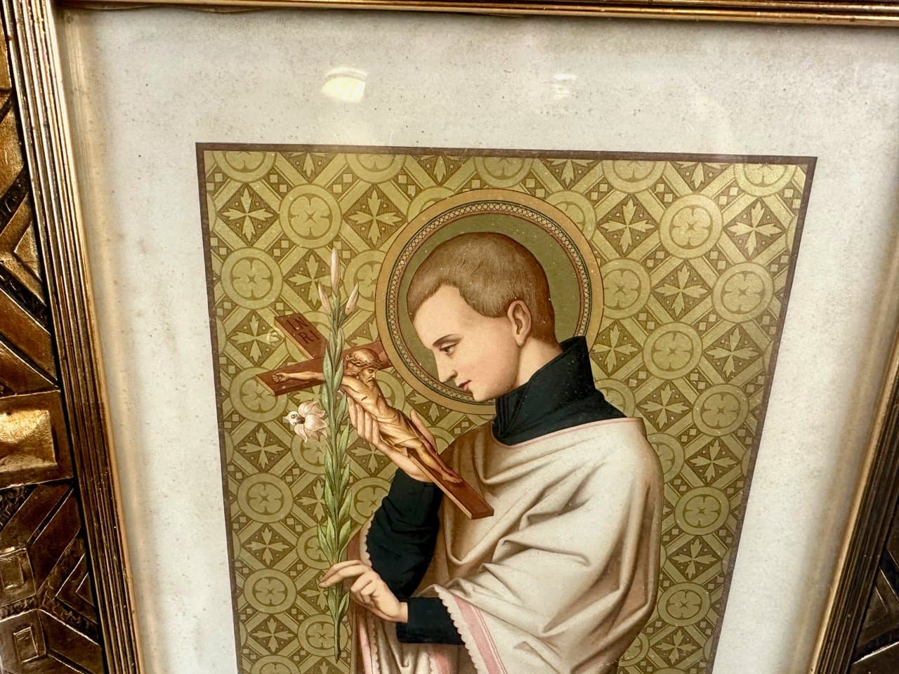 Chromolithograph Saint Aloysius, golden, Austria, early 20th c. - 151930