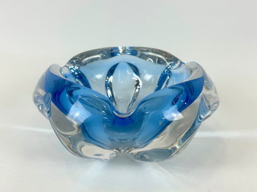 Art glass bowl, blue glass, by J. Hospodka, Czech Republic, 1960s. - 151971