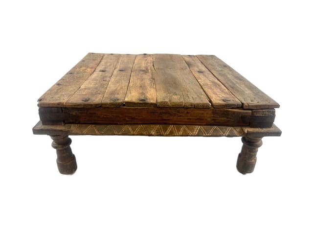 Coffee table, brown wood steel, India, 19th c. - DIMENSION