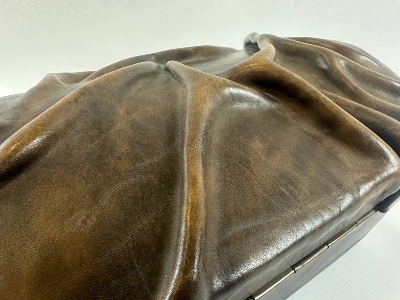 Jewelry box, brown, natural leather, wood, Poland, 1980s. - 152013