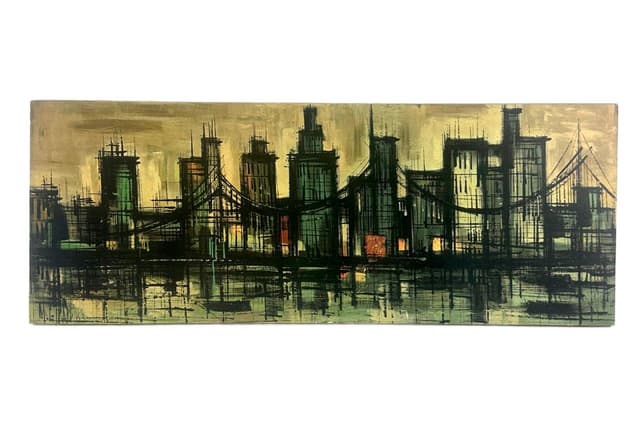 Lithograph Metropolitan Bridge 100x38 cm, multicolor, by M. Girard, USA, 1960s. - DIMENSION