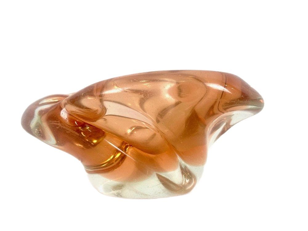 Decorative bowl, pink glass, by J. Hospodka, Czech Republic, 1960s. - 148495