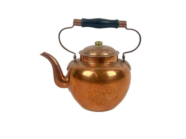 Czajnik, miedziany, mosiądz, XIX w. - WYMIARY