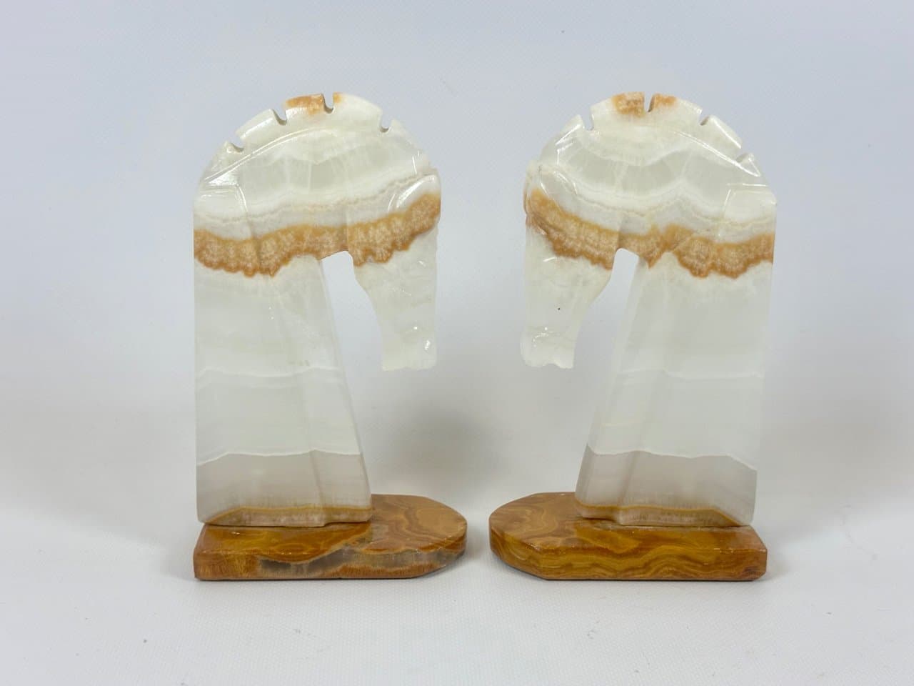 Para podpórek na książki Horse Head, ivory white, onyks, Meksyk, lata 70. - 152186