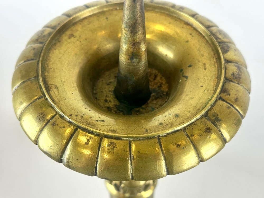 Świecznik ołtarzowy, neobarokowy, złoty, mosiądz, Francja, lata 20. - 152201