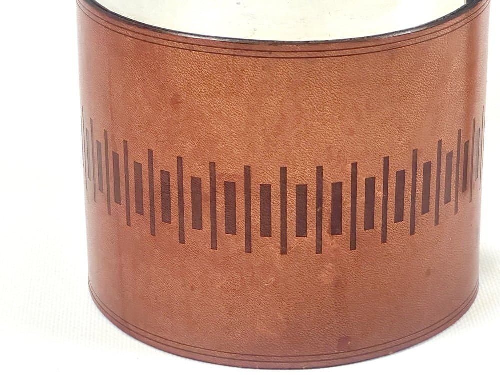 Ice bucket, brown leather, steel, Germany, 1960s. - 152354