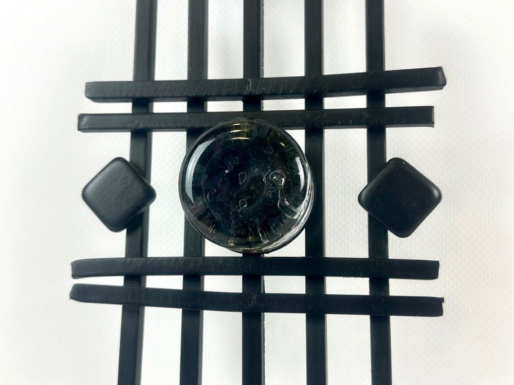 Świecznik ścienny, czarny żelazo, szkło, Dania, lata 60. - 152414