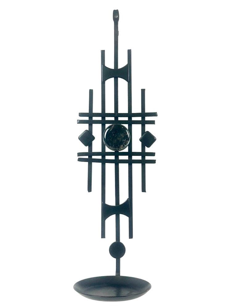 Świecznik ścienny, czarny żelazo, szkło, Dania, lata 60.