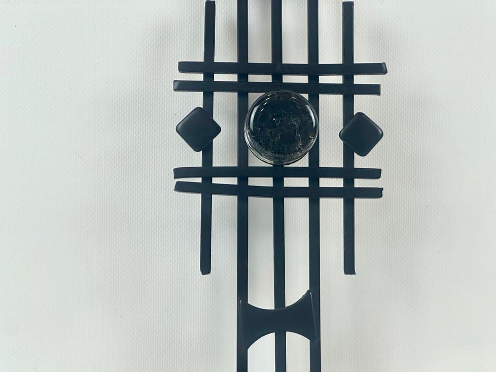 Świecznik ścienny, czarny żelazo, szkło, Dania, lata 60. - 152402