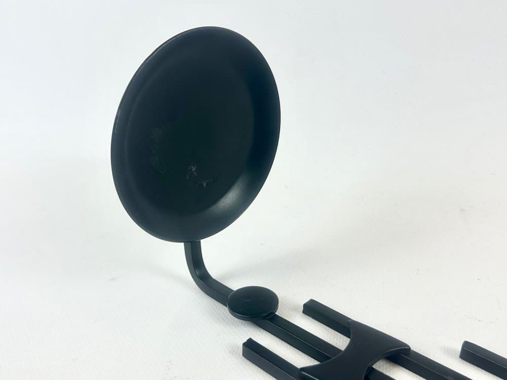 Świecznik ścienny, czarny żelazo, szkło, Dania, lata 60. - 152409