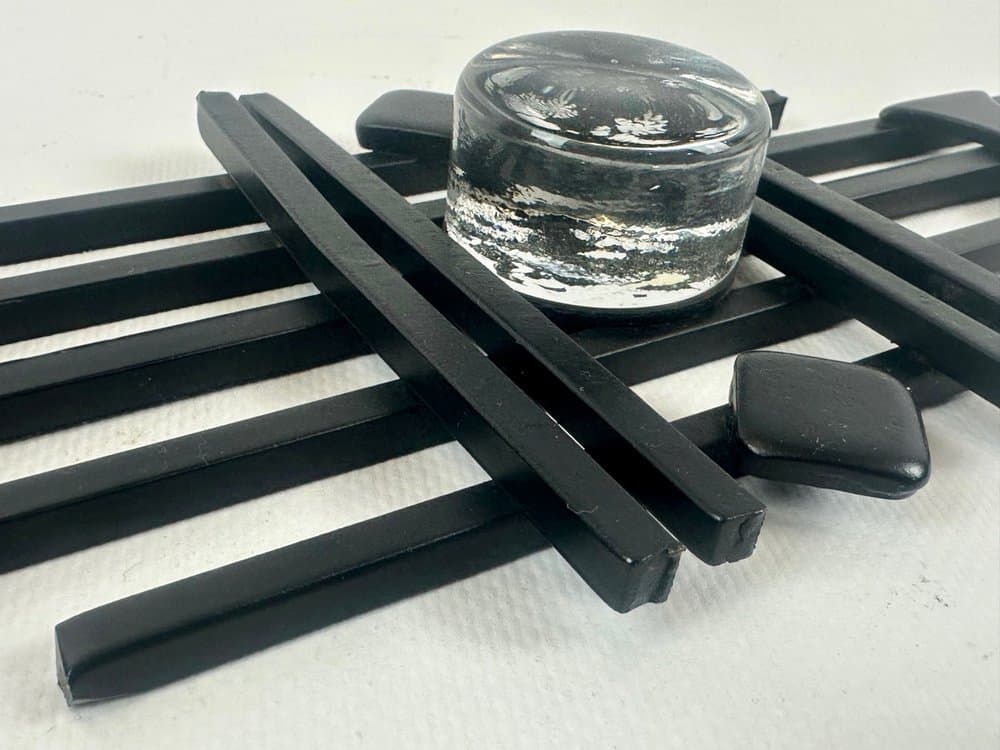 Świecznik ścienny, czarny żelazo, szkło, Dania, lata 60. - 152405