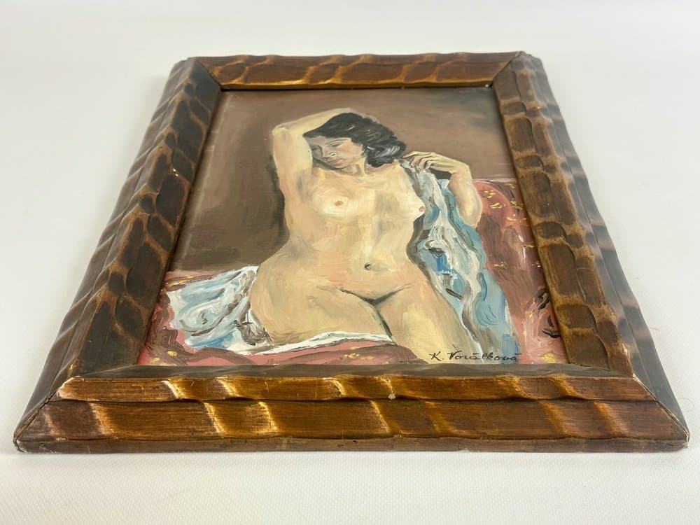 Painting Nude of Woman, multicolor, acrylic canvas, by K. Voralkova, Czech Republic, 1960s. - 152453