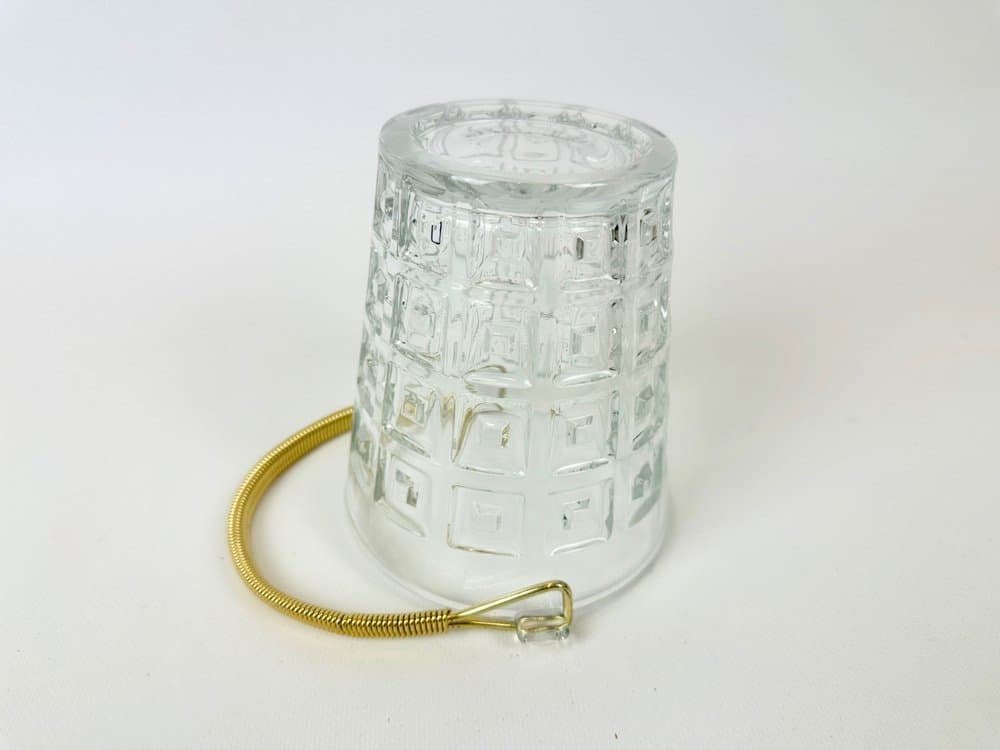 Ice bucket, transparent glass, brass, Holmegaard, Denmark, 1960s. - 152503