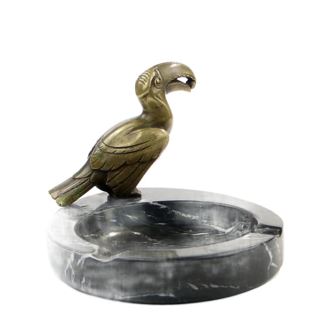 Desk Ashtray Art Deco, bronze, black marble, Austria, 1920s - DIMENSION