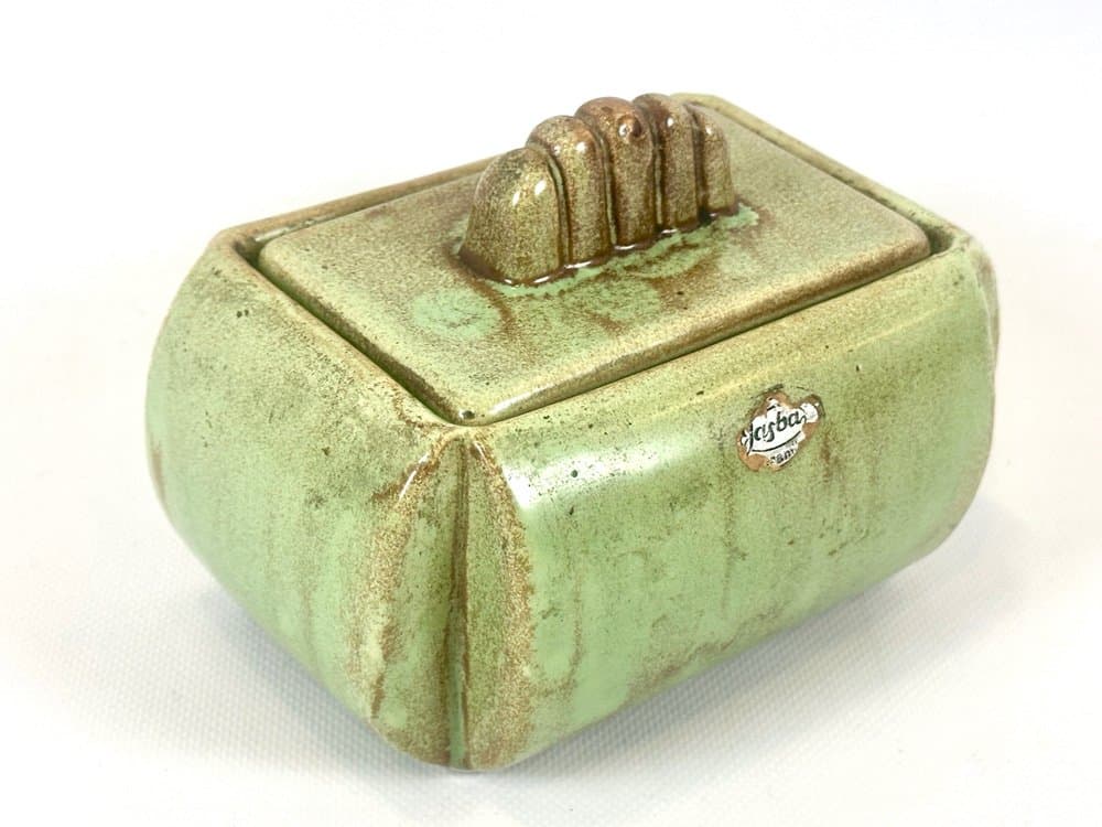 Bonbonniere Jasba, green ceramic, Germany, 1960s - 152518
