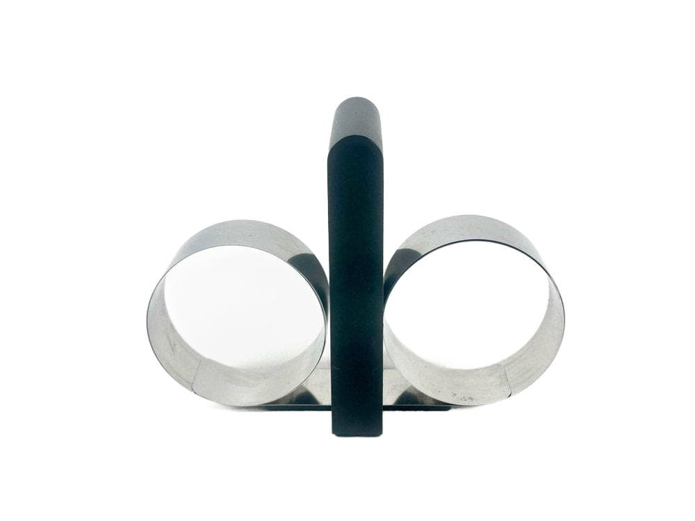 Podpórka do książek, czarny plastik, stal, proj. A. Mikkelsen, Georg Jensen, Dania, lata 90.