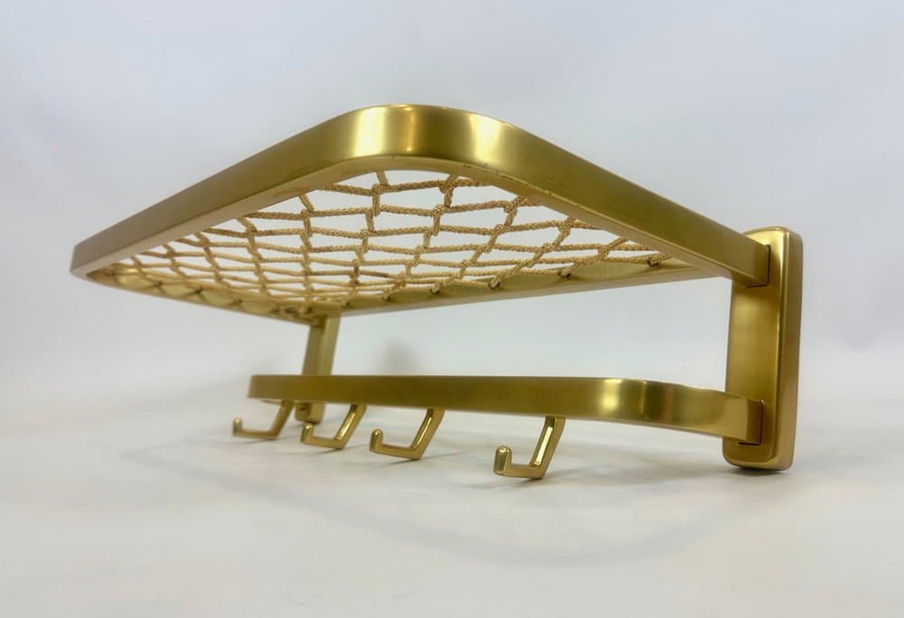Wieszak ścienny, złoty, aluminium mosiądz, Niemcy, lata 60. - 152552