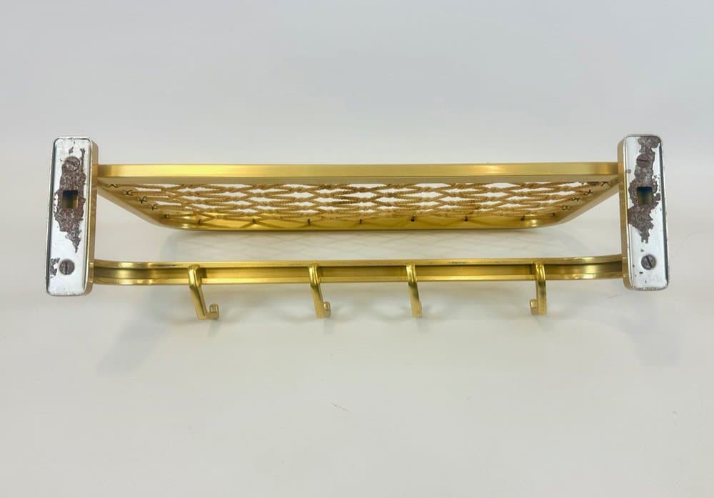 Wieszak ścienny, złoty, aluminium mosiądz, Niemcy, lata 60. - 152559