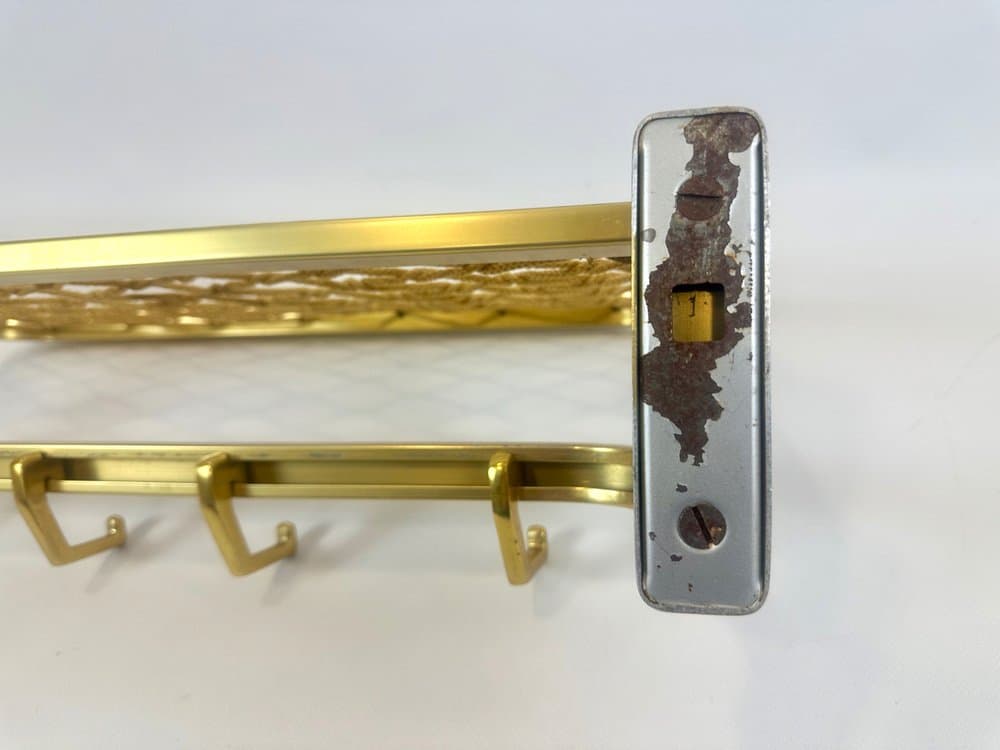 Wieszak ścienny, złoty, aluminium mosiądz, Niemcy, lata 60. - 152558