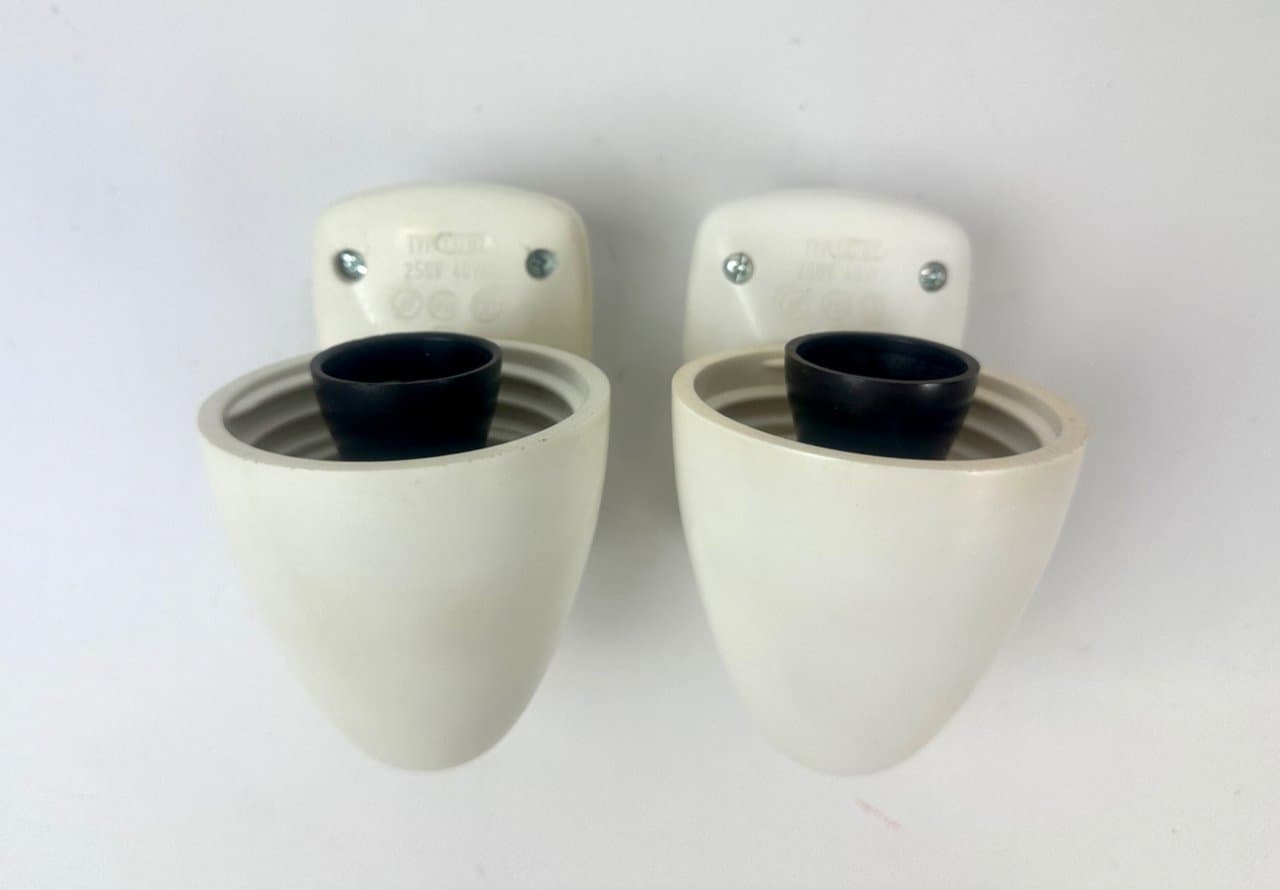 Para kinkietów ściennych Bauhaus Model 13702, kość słoniowa, bakelit, Czechosłowacja, lata 40. - 152566