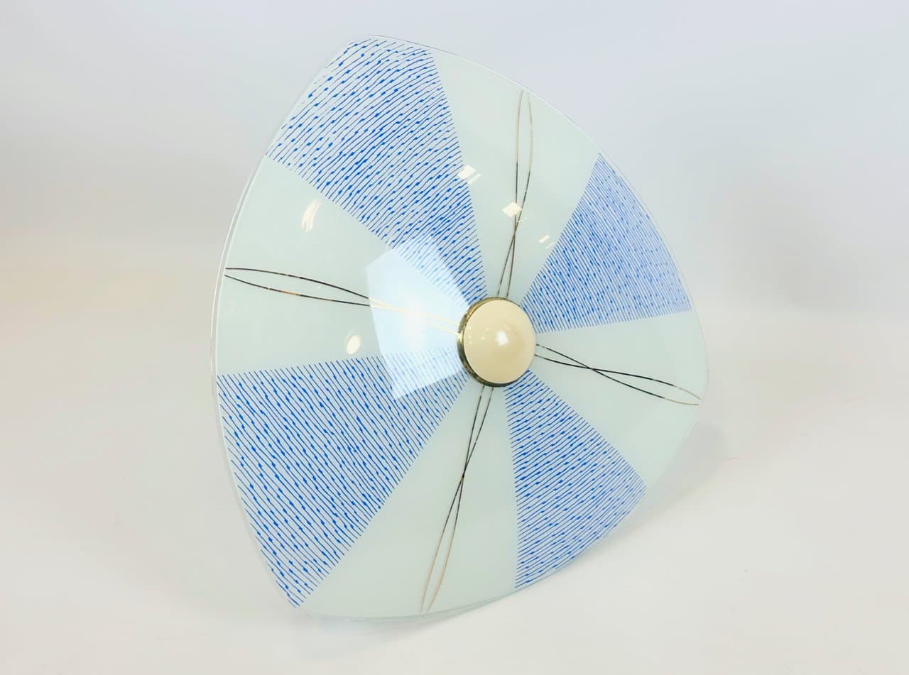 Pendant lamp, ivory glass, Czech Republic, 1960s. - 152570