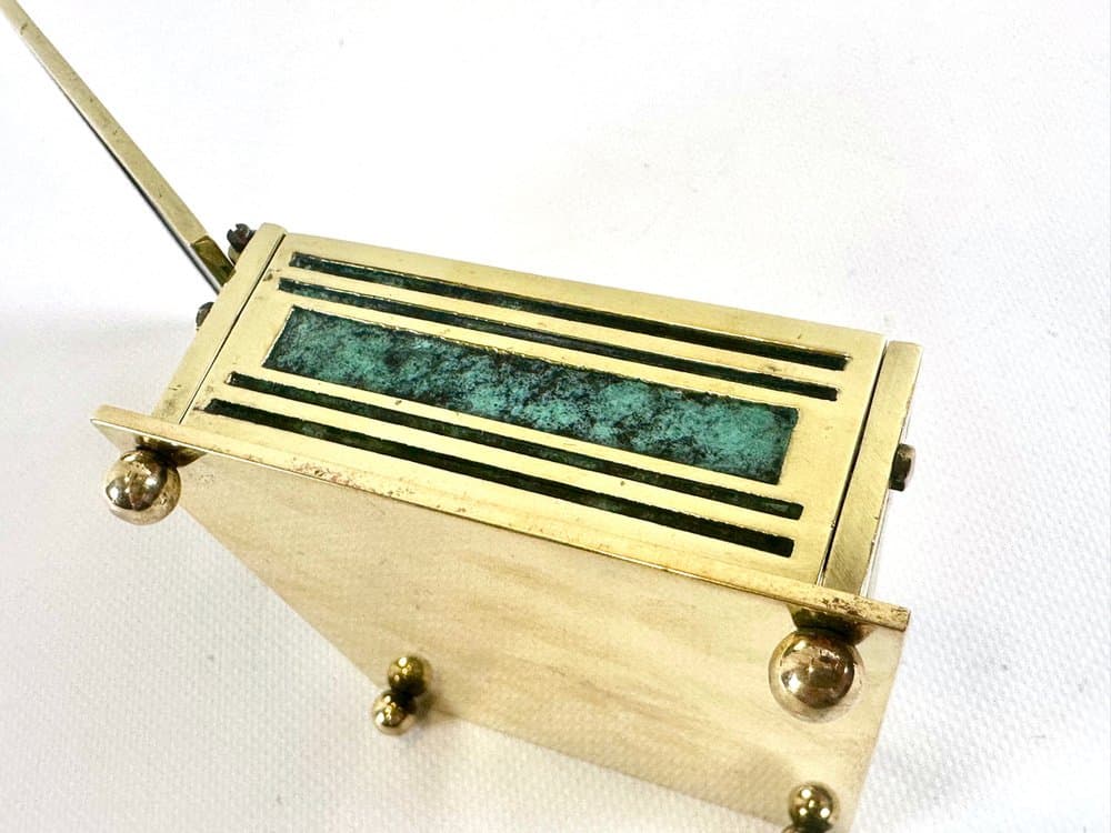 Pudełko na biżuterię art déco, zielony, mosiądz, Austria, lata 60. - 152588