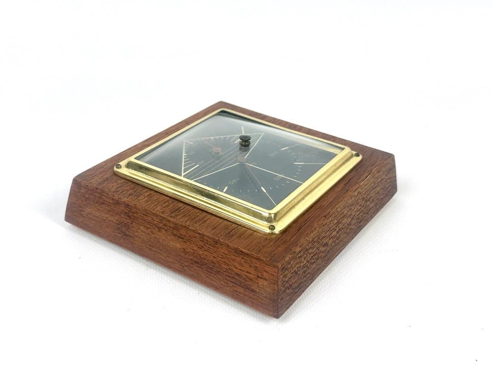 Stacja pogodowa, teak brązowy, mosiądz, Dania, lata 60. - 152596