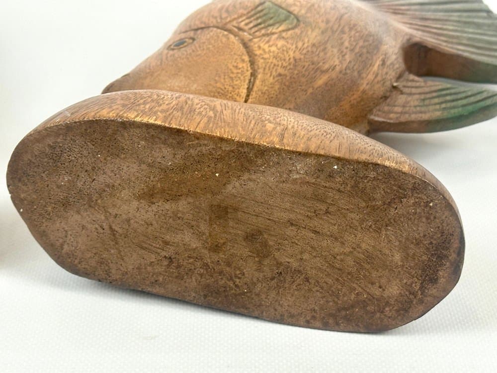 Para podpórek do książek Fish, multikolor, drewno, lata 60. - 152615