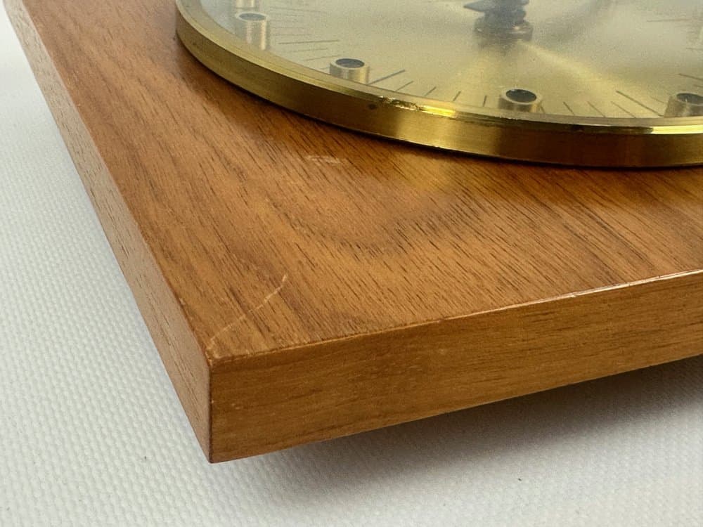 Wall Clock, brown teak, brass, Germany, 1960s - 152627