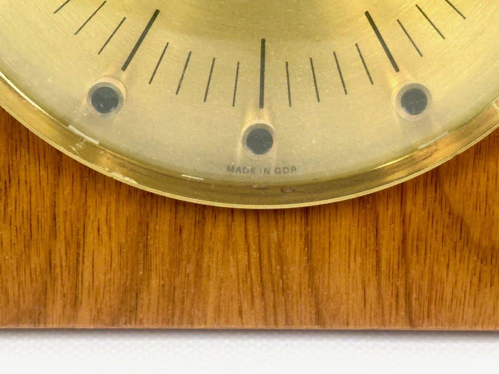 Wall Clock, brown teak, brass, Germany, 1960s - 152629
