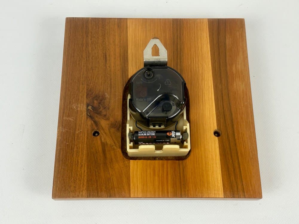 Wall Clock, brown teak, brass, Germany, 1960s - 152631