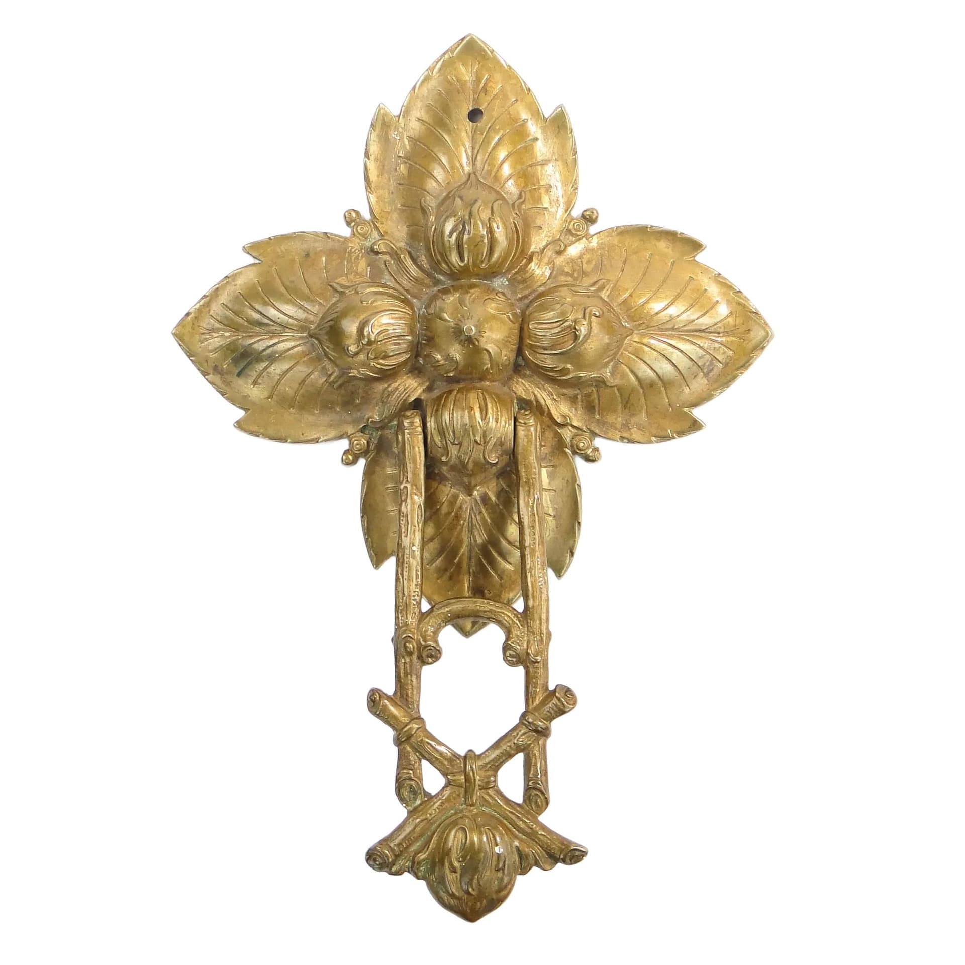 Art Nouveau Door Knocker, Gilded Bronze, France, Early 20th c.