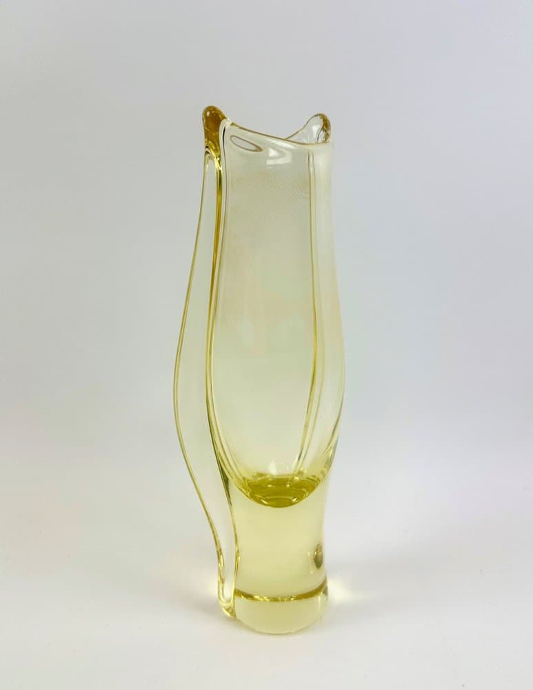 Vase, yellow glass, by M. Klinger, Czech Republic, 1960s. - 152704