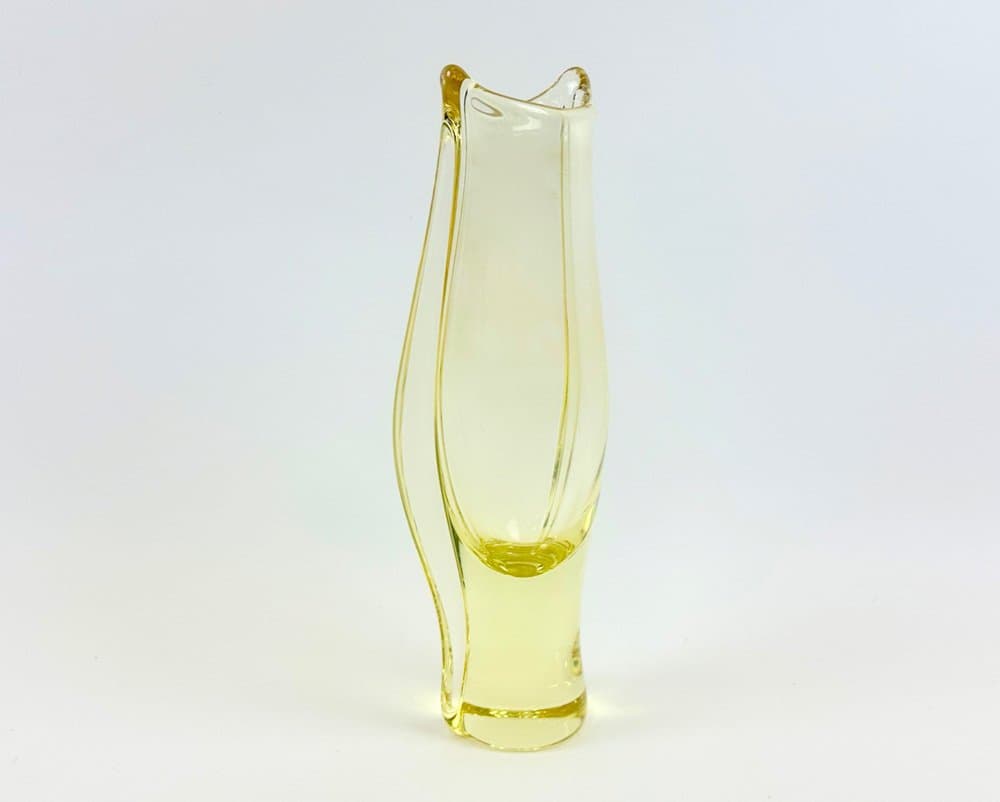 Vase, yellow glass, by M. Klinger, Czech Republic, 1960s. - 152700