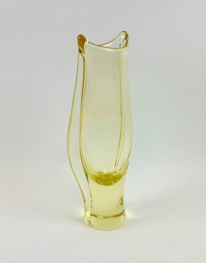 Vase, yellow glass, by M. Klinger, Czech Republic, 1960s. - 152702