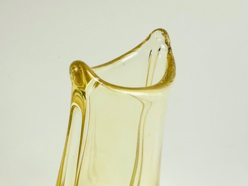 Vase, yellow glass, by M. Klinger, Czech Republic, 1960s. - 152706