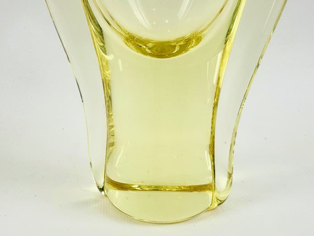 Vase, yellow glass, by M. Klinger, Czech Republic, 1960s. - 152701