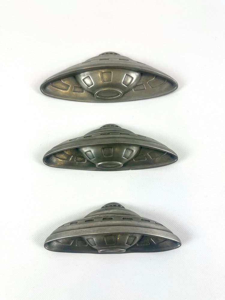 zestaw trzech rzeźb ściennych Space Age, srebrny, gips, Wielka Brytania, lata 60. - 152720