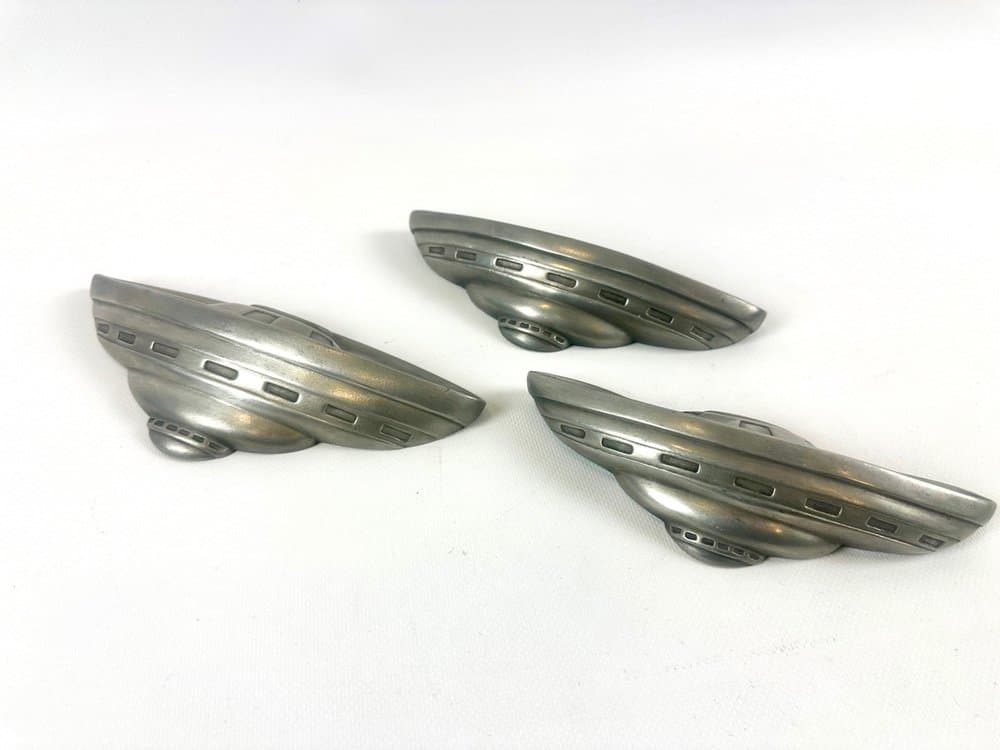 zestaw trzech rzeźb ściennych Space Age, srebrny, gips, Wielka Brytania, lata 60. - 152719