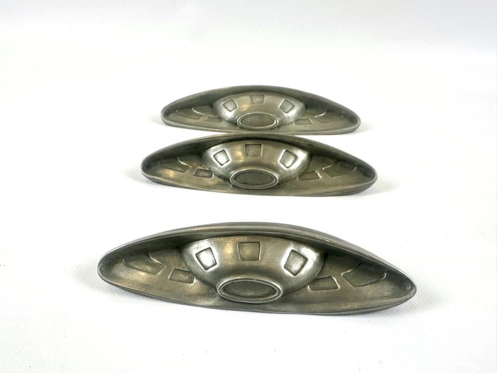 zestaw trzech rzeźb ściennych Space Age, srebrny, gips, Wielka Brytania, lata 60. - 152717