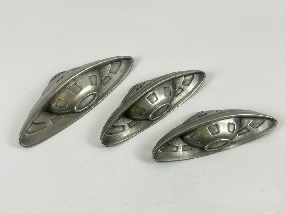 zestaw trzech rzeźb ściennych Space Age, srebrny, gips, Wielka Brytania, lata 60. - 152722