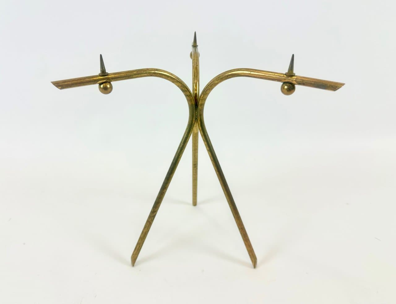 Świecznik tripod, złoty, mosiądz, lata 60. - 152829