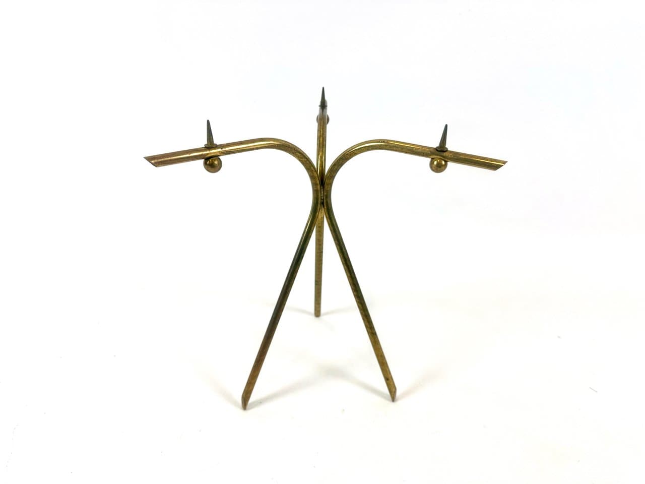 Świecznik tripod, złoty, mosiądz, lata 60. - 152832