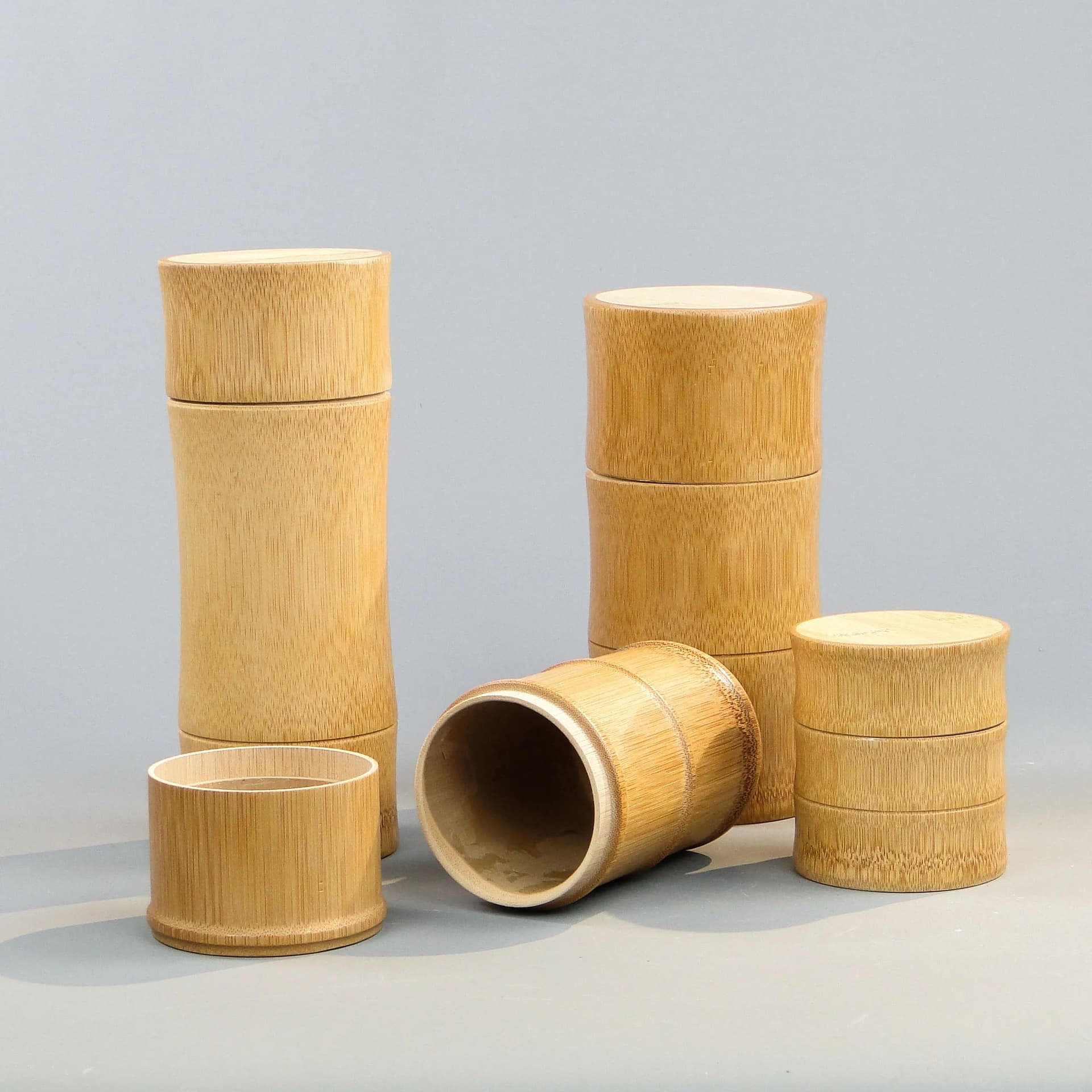 Zestaw czterech pojemników, bambus brązowy jasny, Polska, XXI w. - 9107
