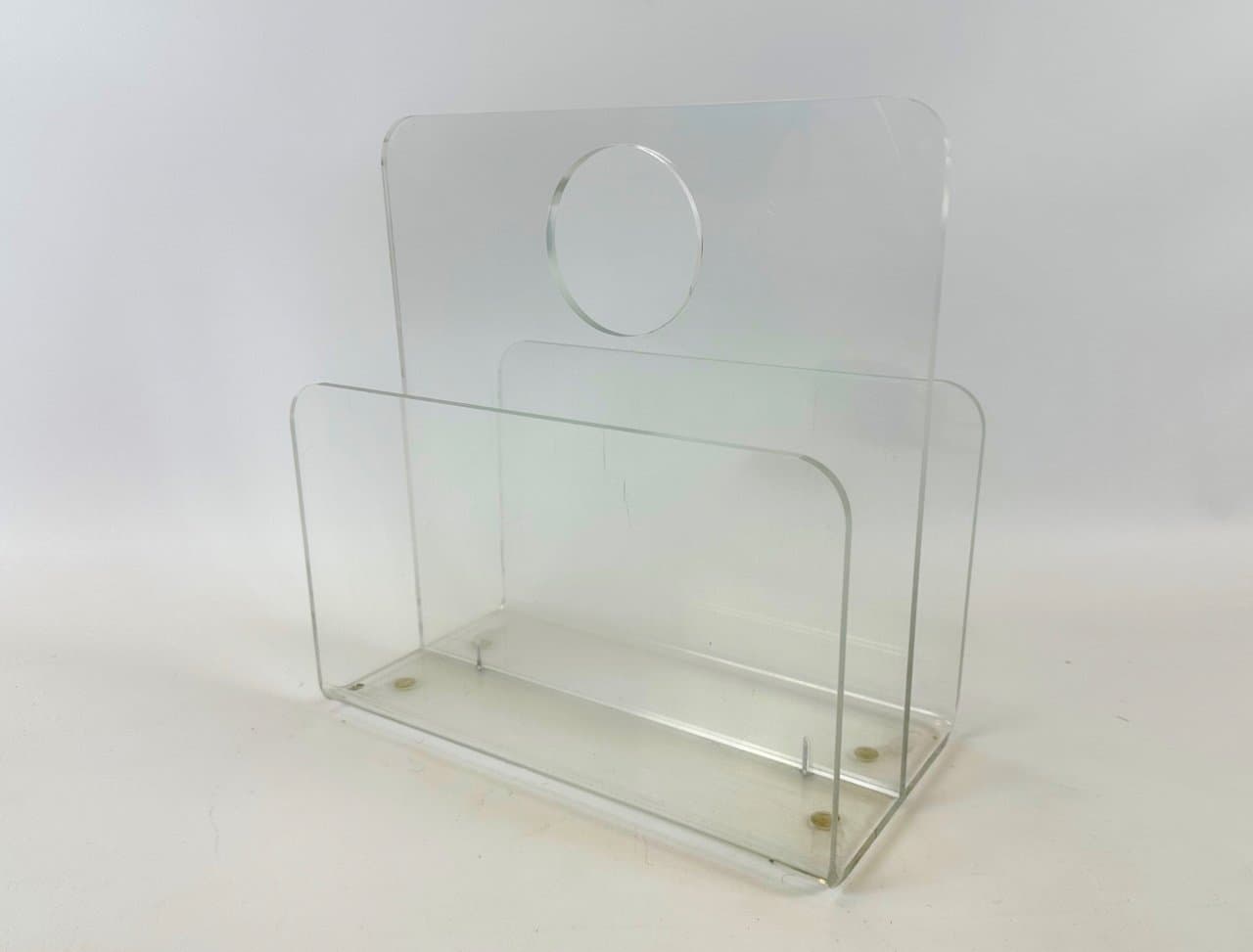 Stojak na czasopisma, transparentny, akryl, Niemcy, lata 70. - 152858