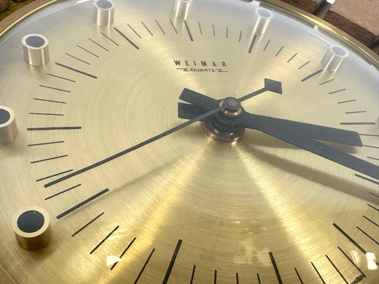 Zegar ścienny, brązowy, teak mosiądz, Niemcy, lata 60. - 152860