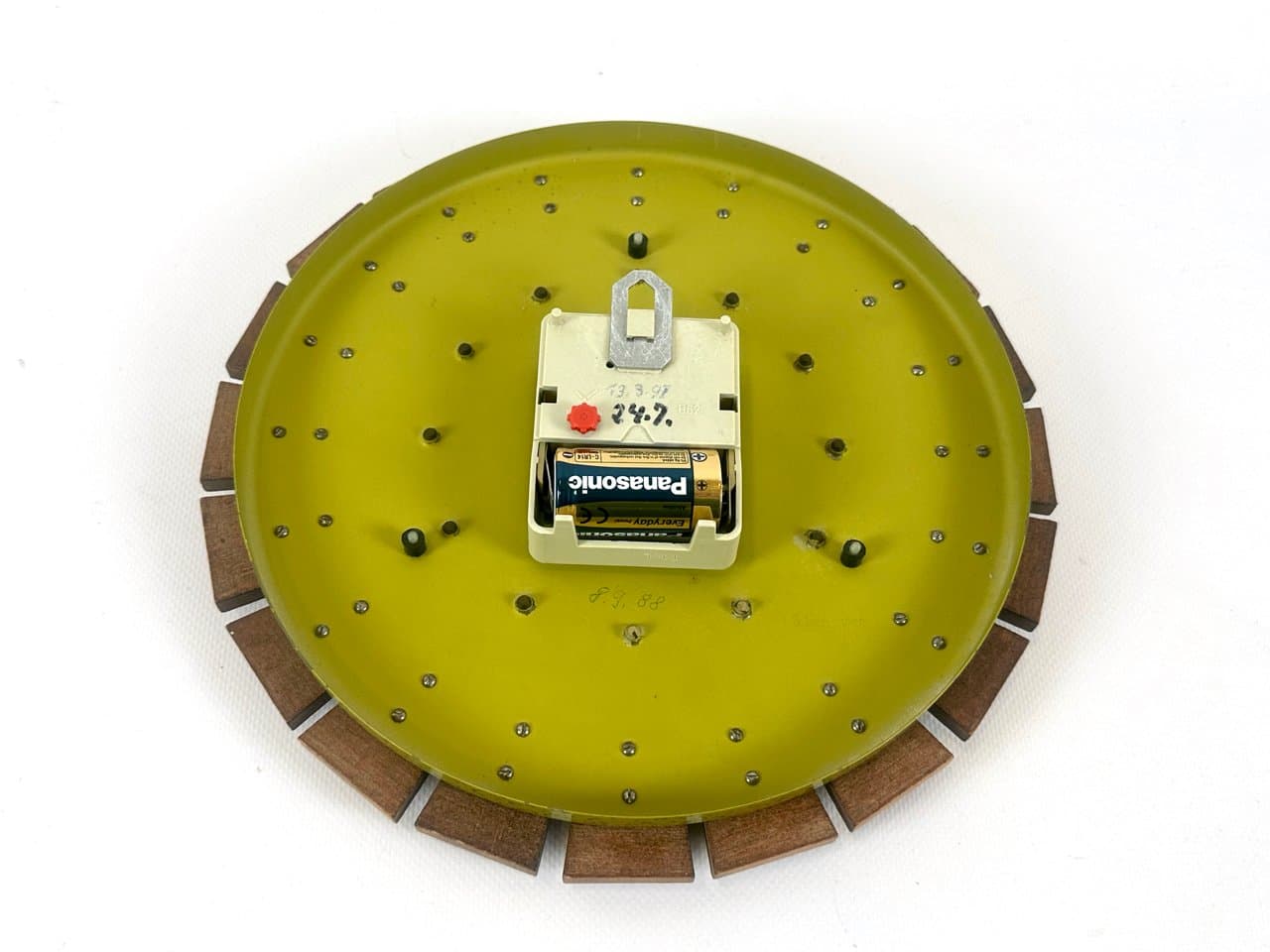 Zegar ścienny, brązowy, teak mosiądz, Niemcy, lata 60. - 152863